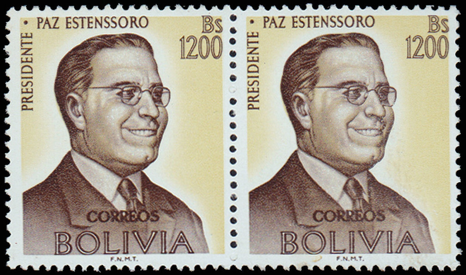 ** BOLIVIE - Poste - Cefilco 755A, Timbre Non émis "1200b. Président V. Paz Estenssoro", (le Timbre Resta Non émis Et Fu - Bolivien