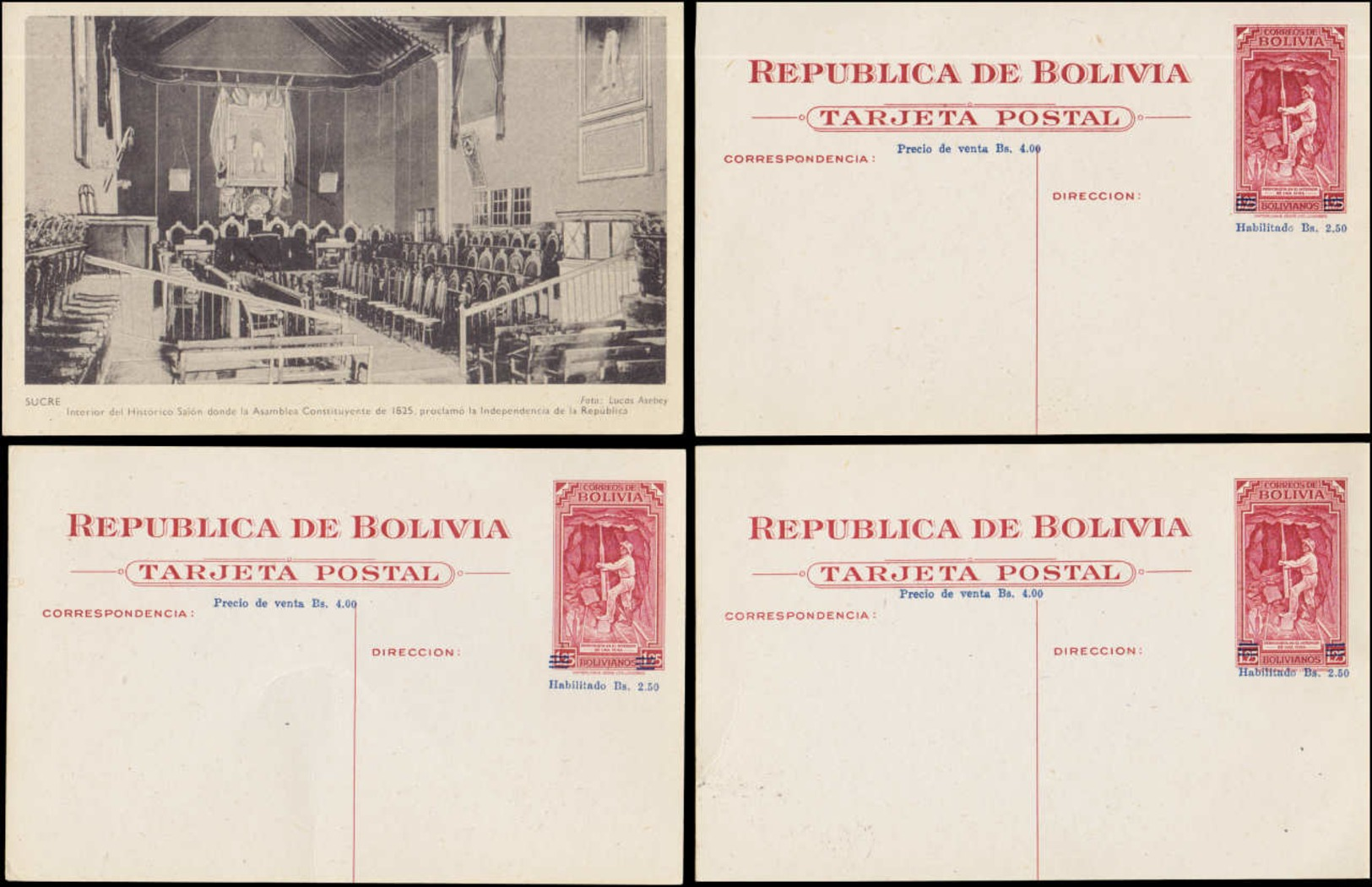 BOLIVIE - Entiers Postaux - Belle collection en un album, dont 47 Cp illustrées (1943) et 33 aérogrammes (1985). Nombreu