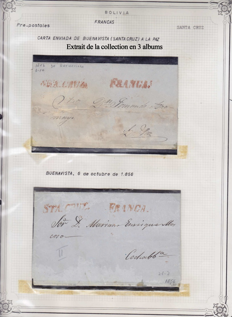 BOLIVIE - Lots & Collections - Importante collection classée en 3 volumes de 220 lettres préphilatéliques 1792/1875 dont