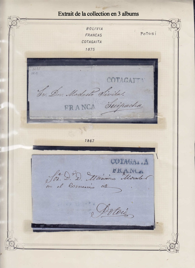 BOLIVIE - Lots & Collections - Importante collection classée en 3 volumes de 220 lettres préphilatéliques 1792/1875 dont