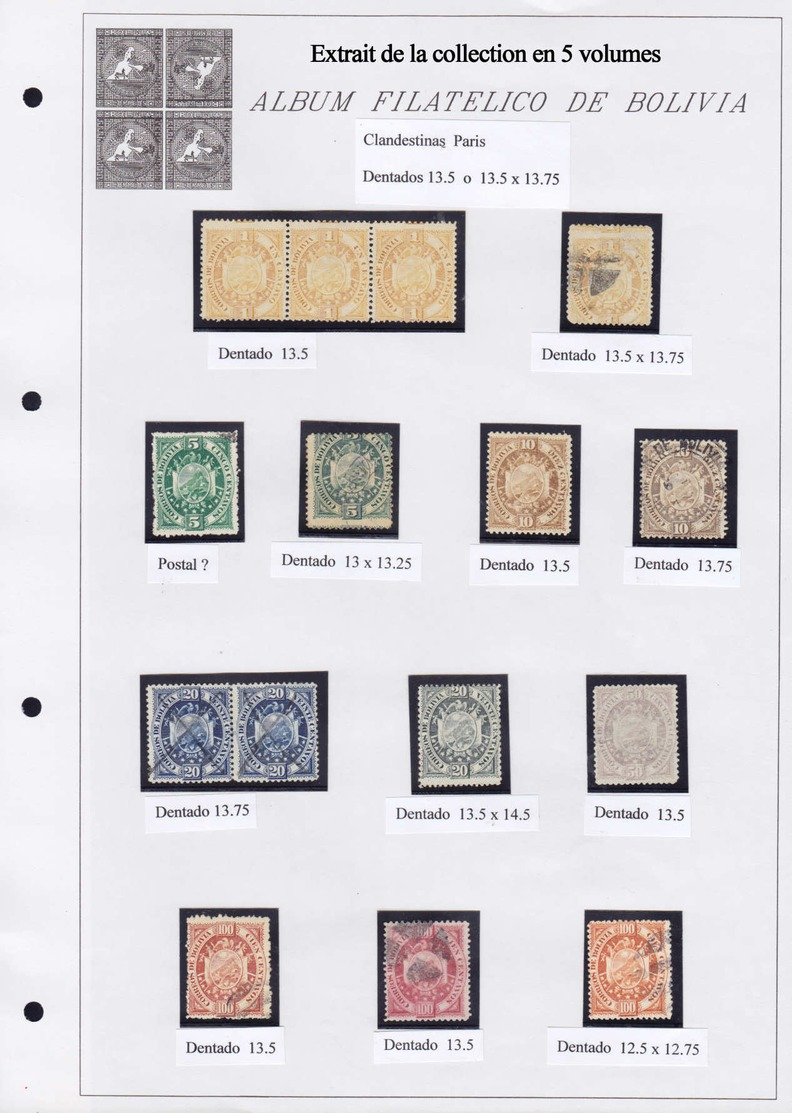 X/O BOLIVIE - Lots & Collections - Collection Spécialisée + 2850 Timbres 1870/1980 En 5 Volumes, Tous Avec Variétés, Sou - Bolivie