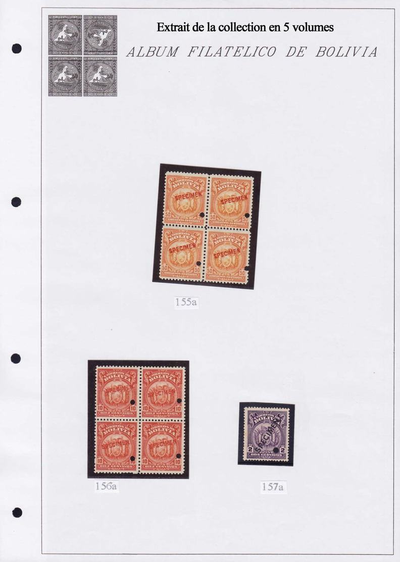 X/O BOLIVIE - Lots & Collections - Collection spécialisée + 2850 timbres 1870/1980 en 5 volumes, tous avec variétés, sou