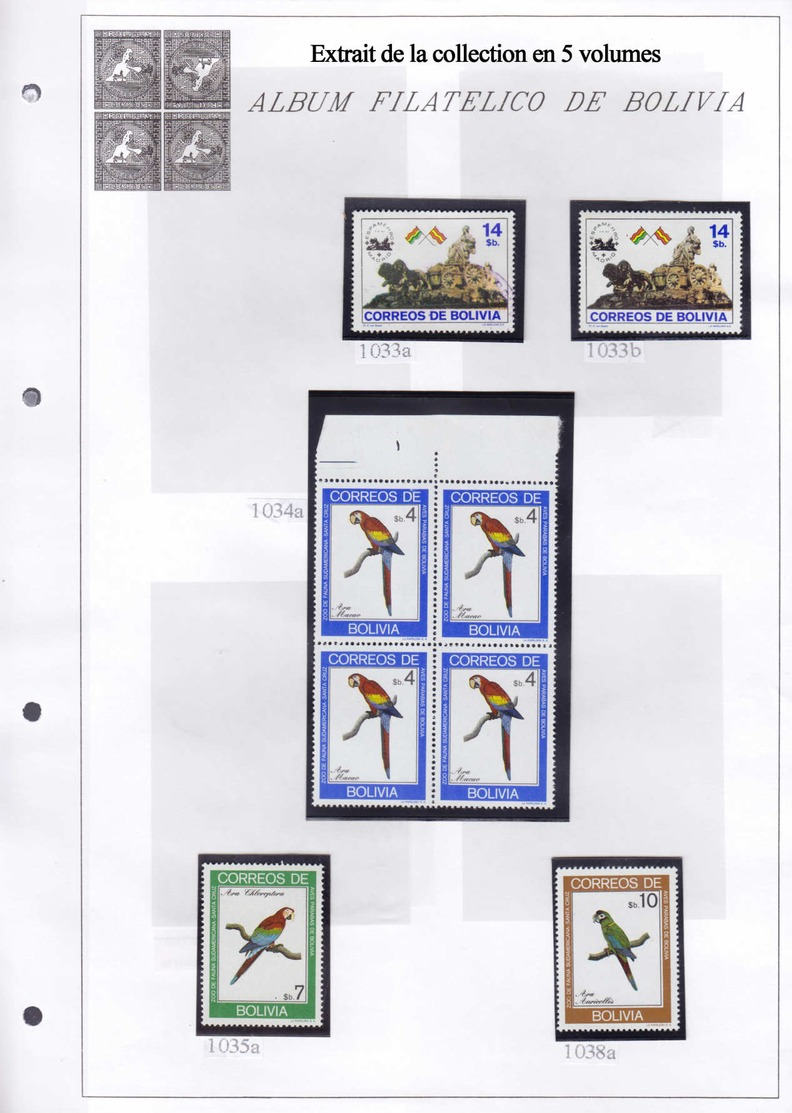 X/O BOLIVIE - Lots & Collections - Collection spécialisée + 2850 timbres 1870/1980 en 5 volumes, tous avec variétés, sou