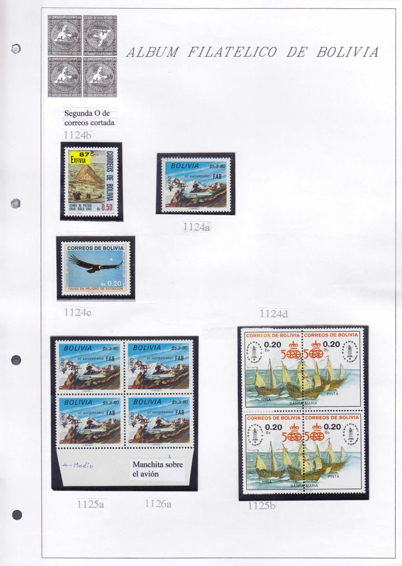 X/O BOLIVIE - Lots & Collections - Collection spécialisée + 2850 timbres 1870/1980 en 5 volumes, tous avec variétés, sou