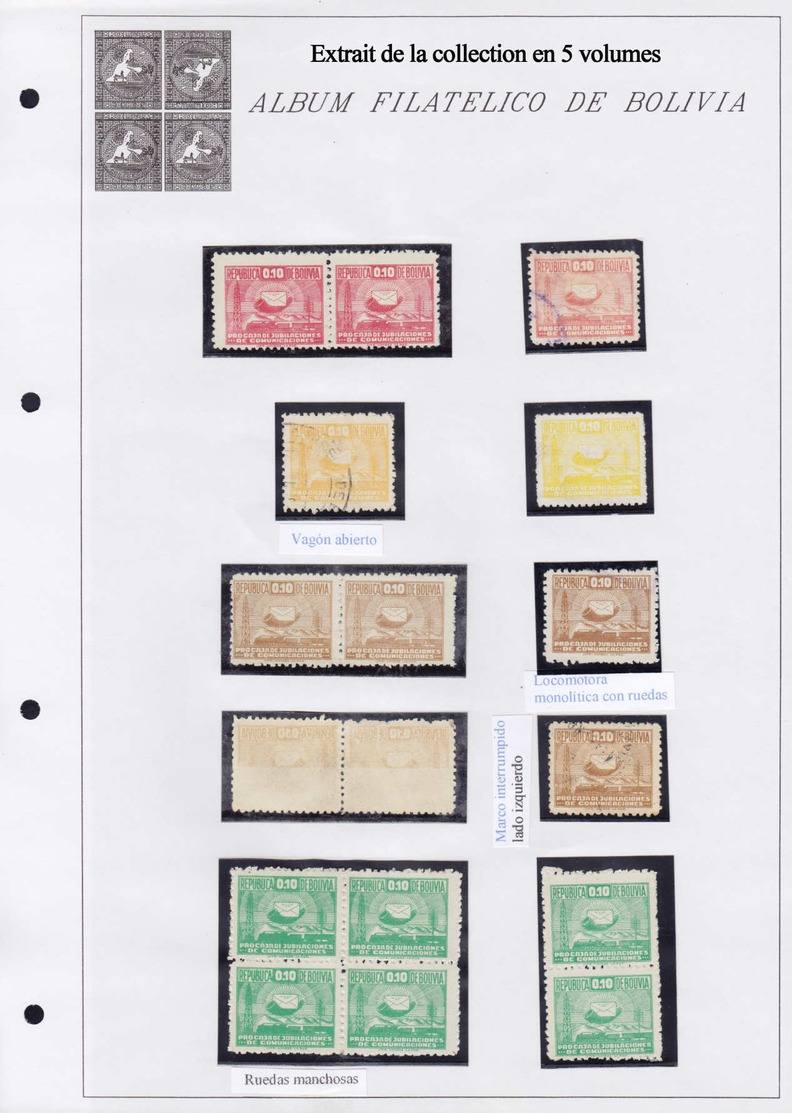 X/O BOLIVIE - Lots & Collections - Collection spécialisée + 2850 timbres 1870/1980 en 5 volumes, tous avec variétés, sou