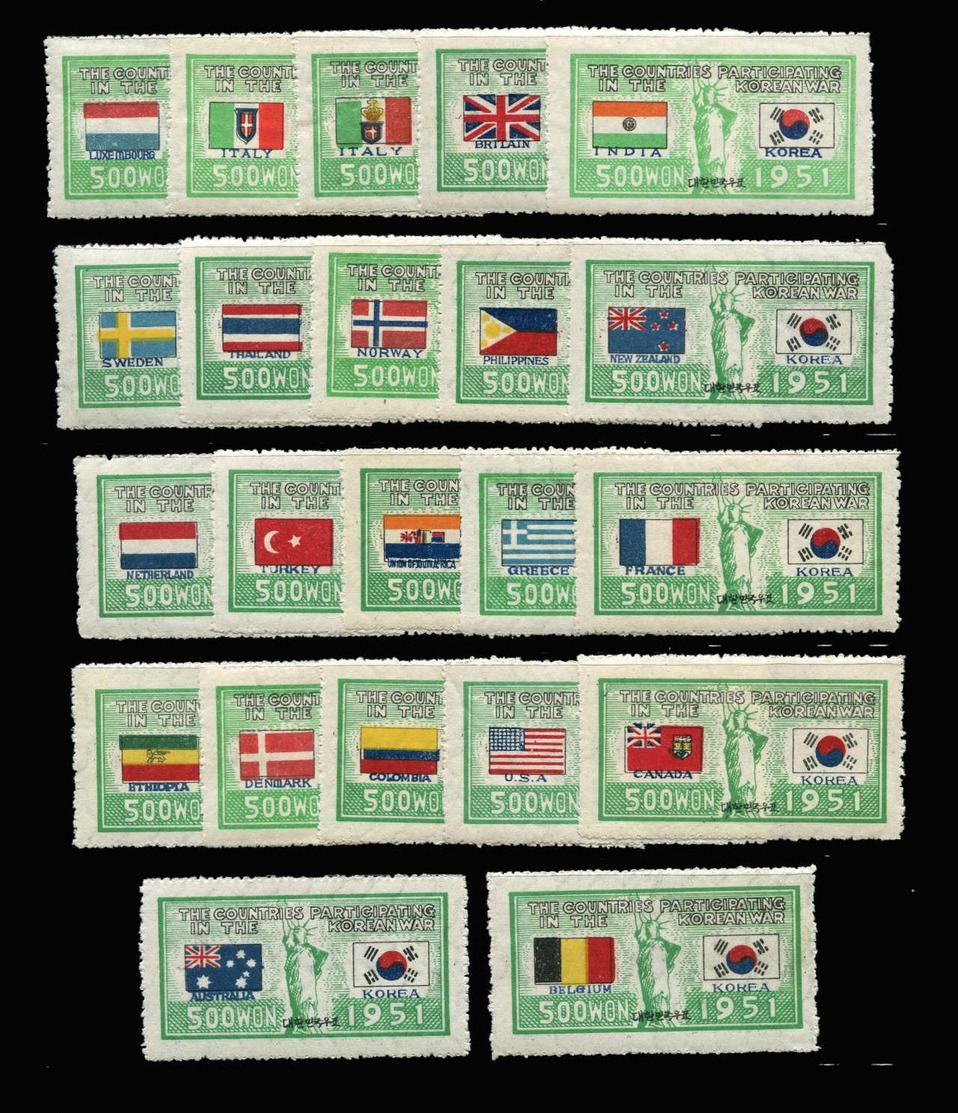 * COREE DU SUD - Poste - 83/124 + 107 A/8 A, Complet 44 Valeurs: Drapeau, Onu, Liberté - Corée Du Sud