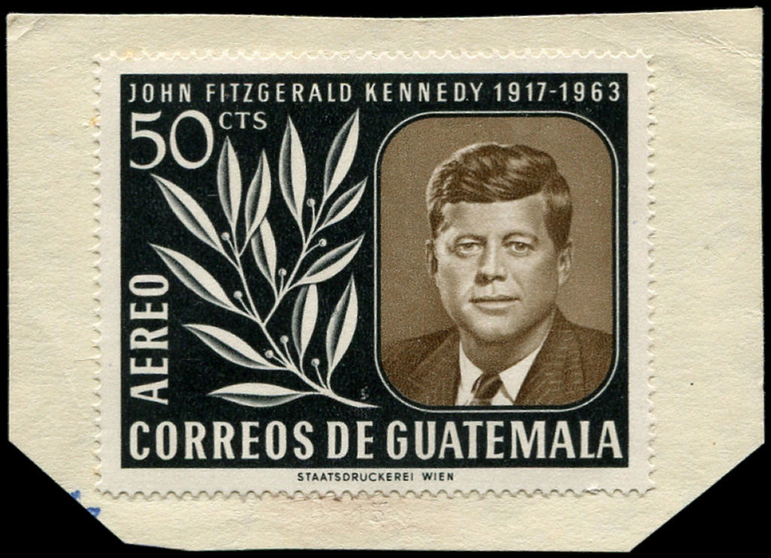 ESS GUATEMALA - Poste Aérienne - 307, Essai Type Non Adopté En Vert Et Brun, (moins De 10 Connus): 50c. Kennedy - Guatemala