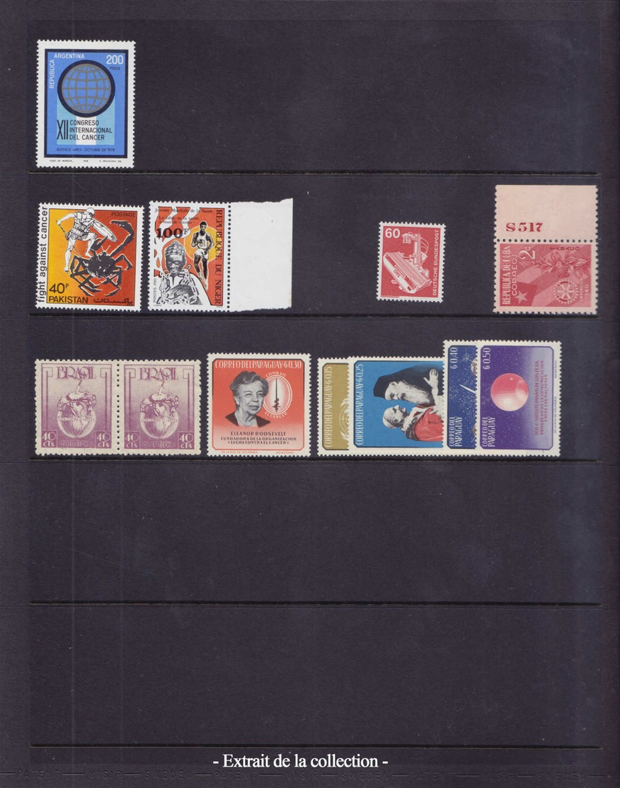 Médecine - Lots & Collections - Médecine Et Cancer, Important Ensemble En 2 Albums + Une Boite De Lettre + Vrac, Timbres - Médecine