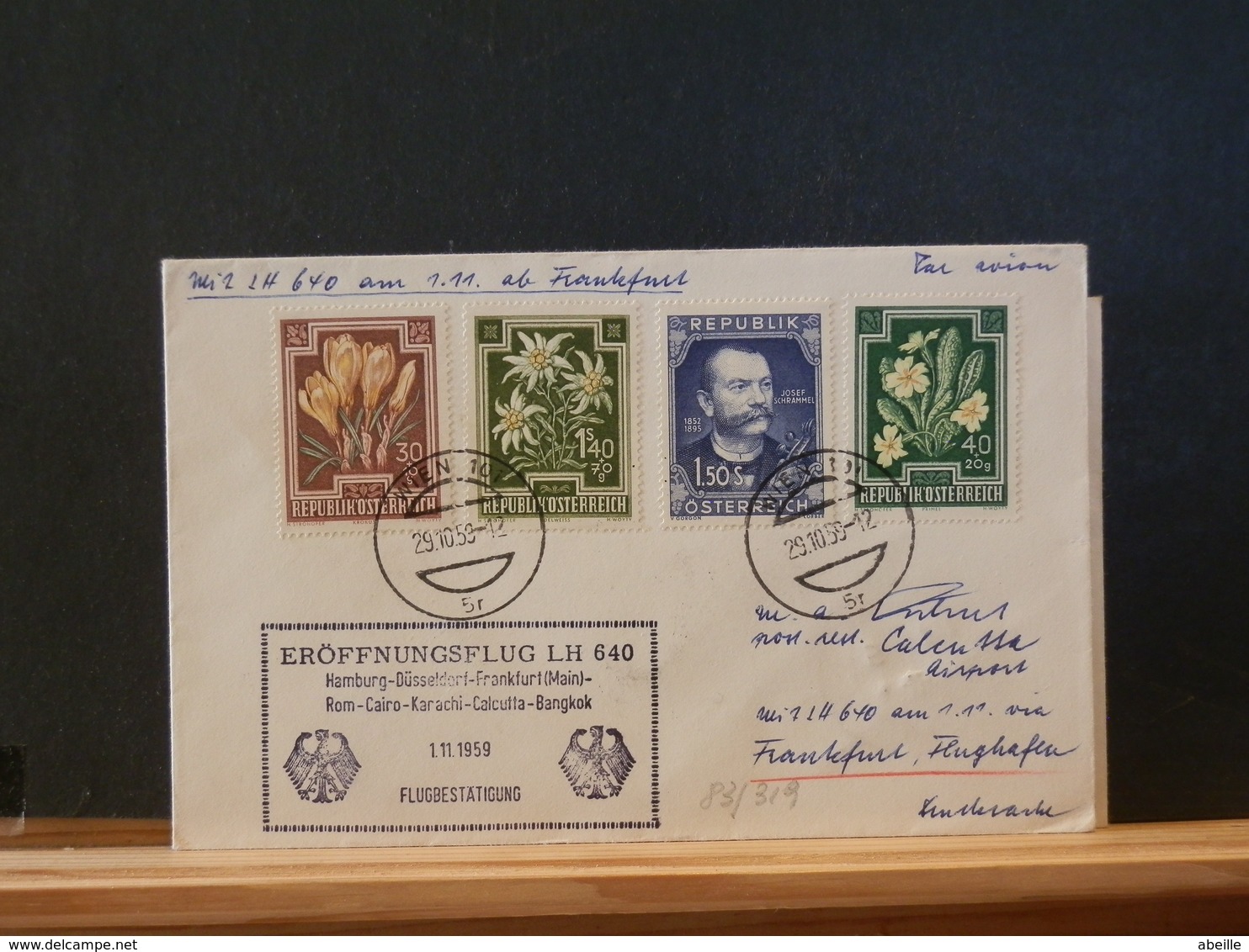 83/319  LETTRE   AUTRICHE  1° VOL  1959 - First Flight Covers