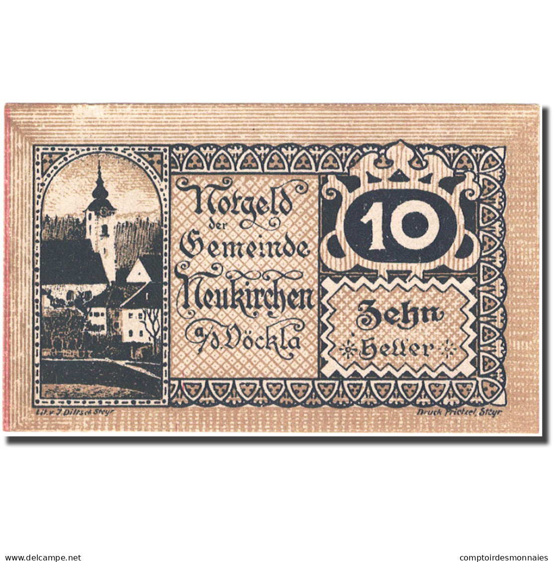 Billet, Autriche, Neukirchen, 10 Heller, Eglise 1920-12-31, SPL, Mehl:FS 657 - Autriche