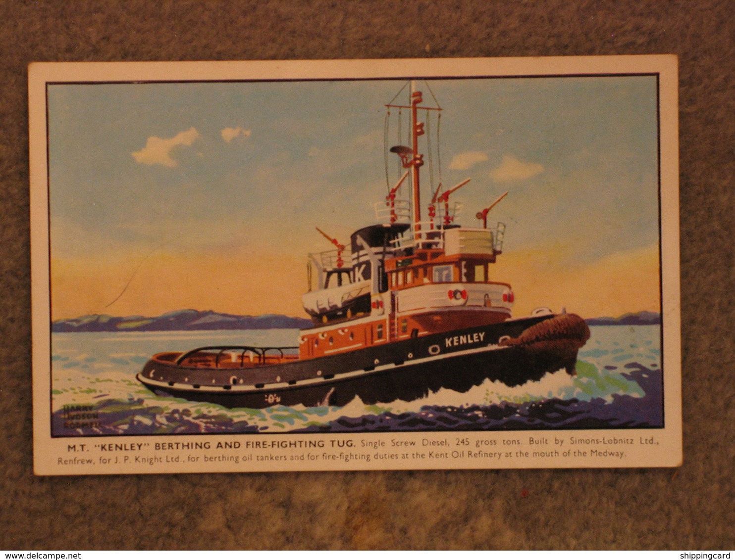 TUG KENLEY ART CARD - SALMON - Rimorchiatori