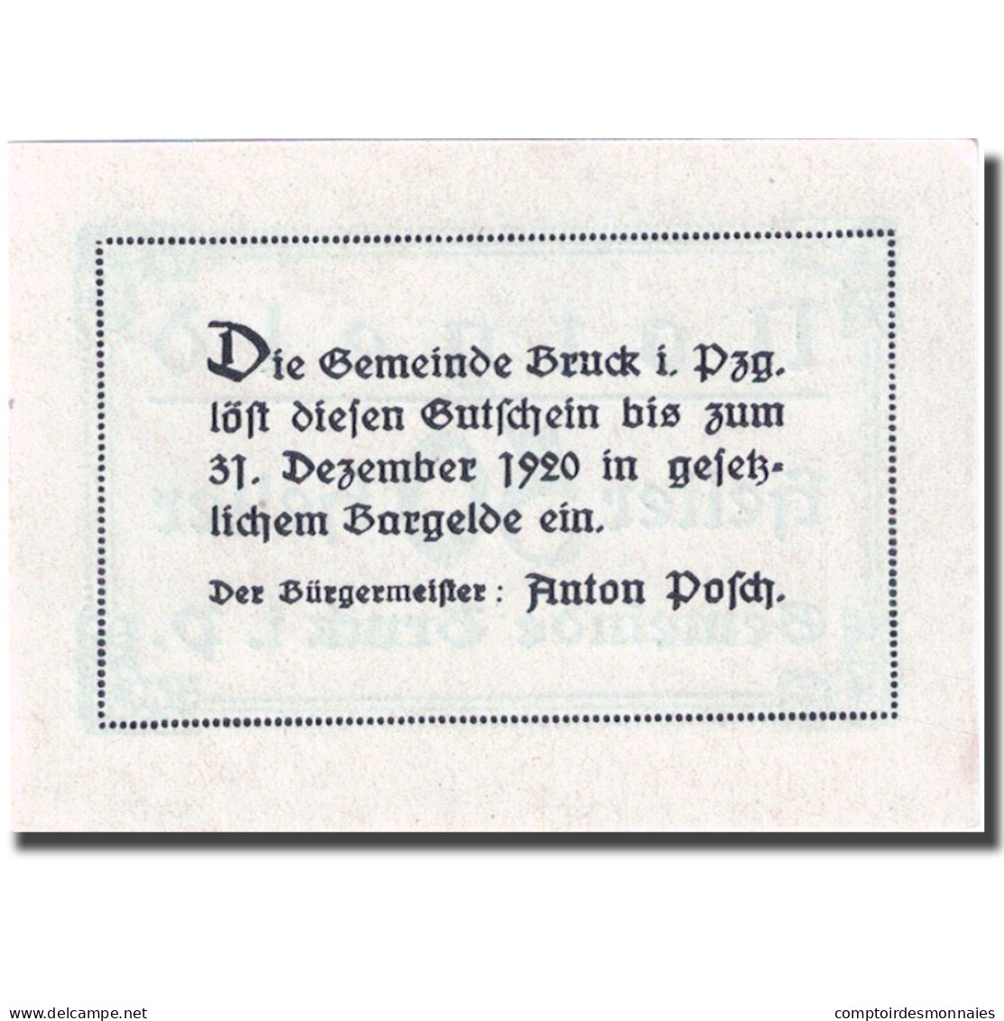 Billet, Autriche, Bruck, 50 Heller, Valeur Faciale 1920-12-31, SPL FS 107IIb - Autriche