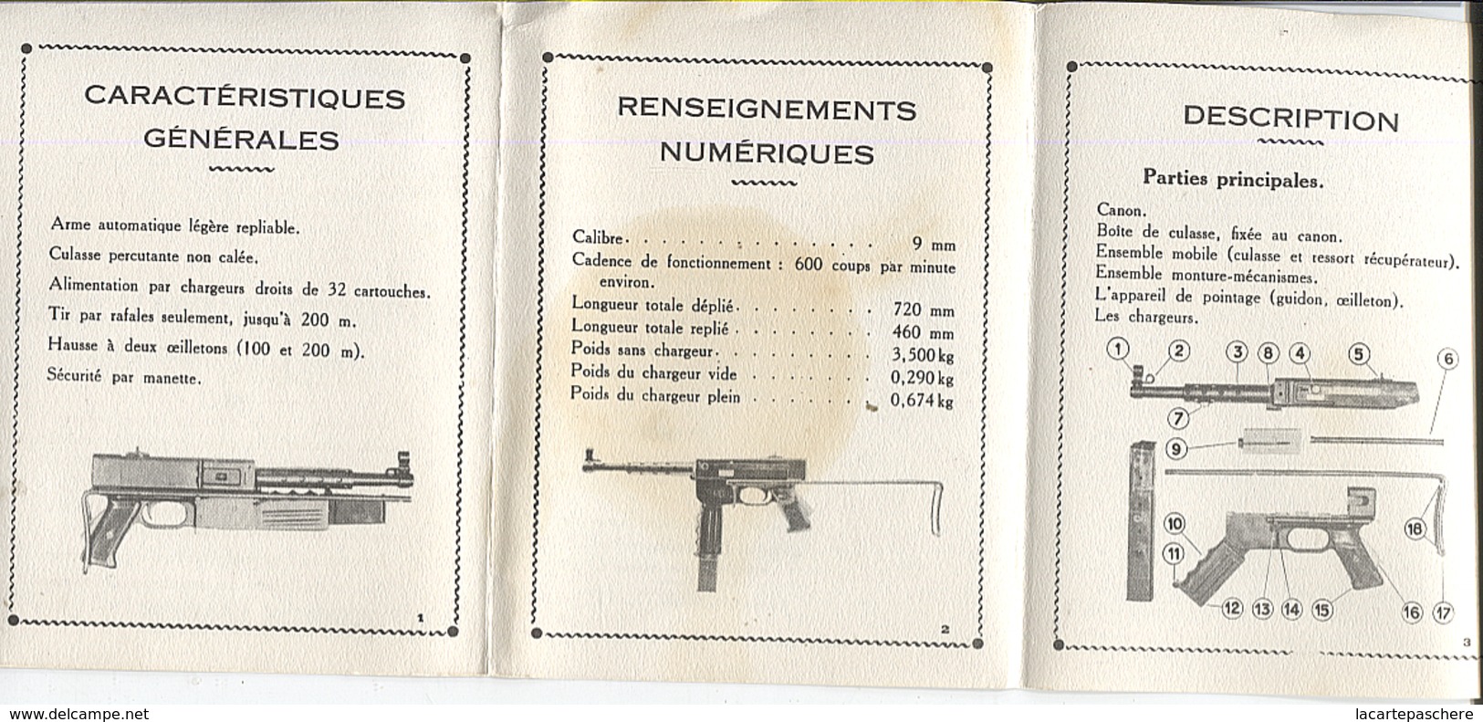 X120632 PISTOLET MITRAILLEUR DE 9 MM M. A. T. MODELE 1949 GUIDE TECHNIQUE SOMMAIRE AVEC PHOTOS ET EXPLICATIONS - Documents