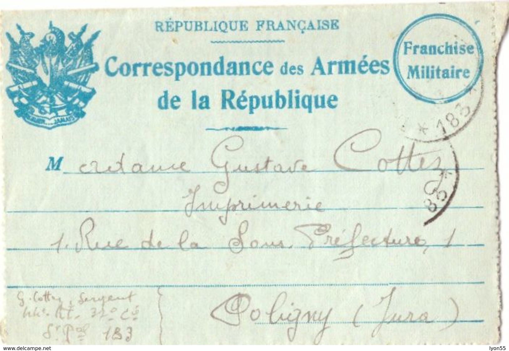 Carte Franchise Correspondance Militaire 1917 2 Volets - Autres & Non Classés