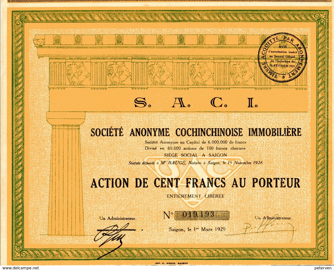 S.A.C.I - Société Anonyme Cochinchinoise Immobilière - Asia