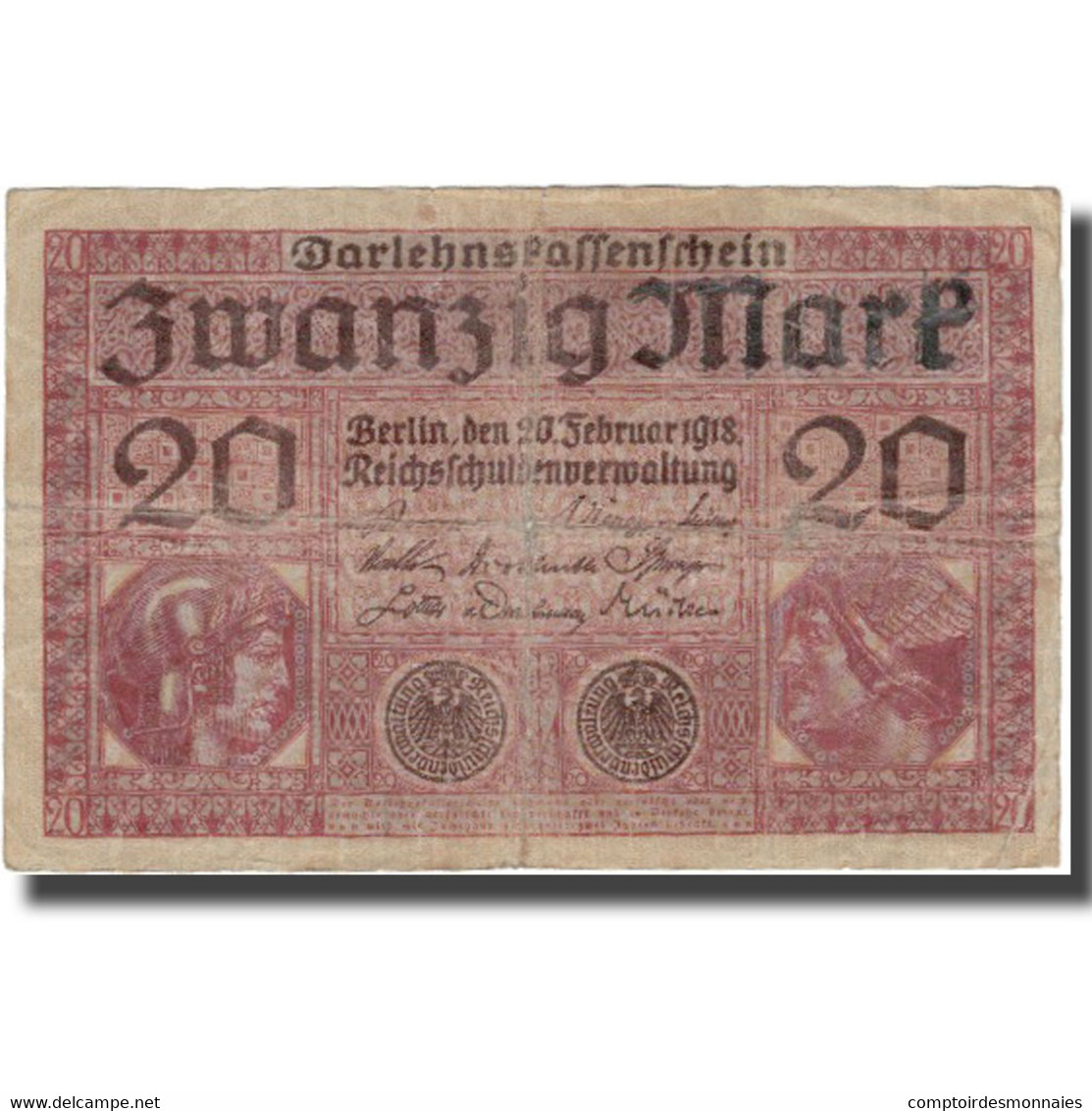 Billet, Allemagne, 20 Mark, 1918, 1918-02-20, KM:57, B+ - 20 Mark