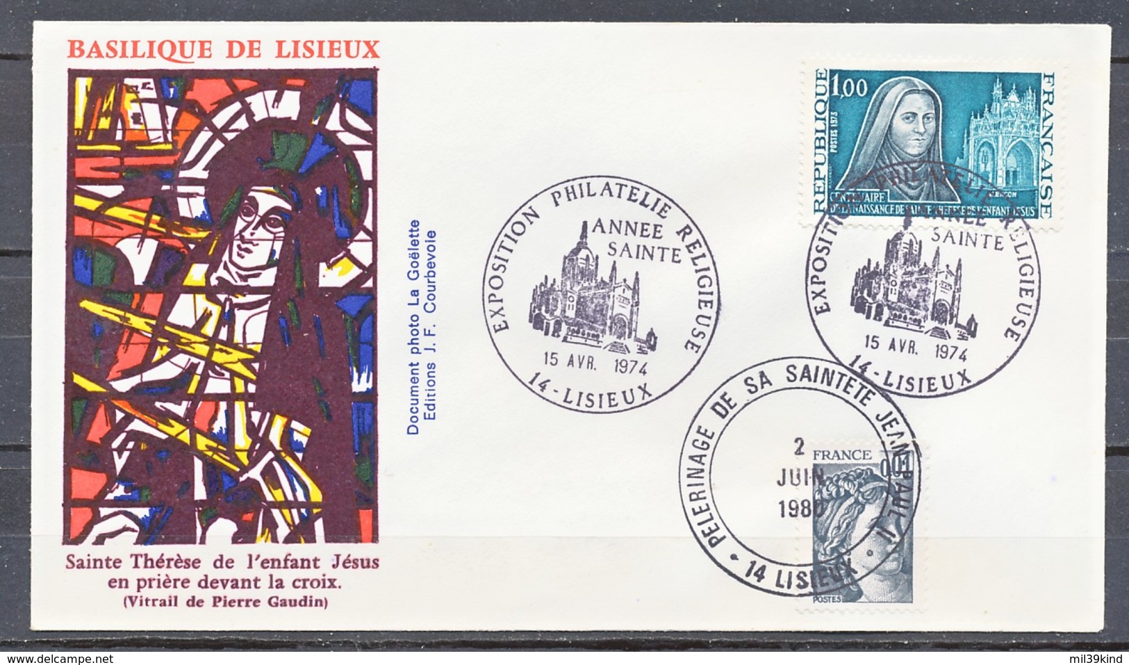 TIMBRE - FRANCE FDC - Expo Philatélique Lisieux 1974 - 1970-1979