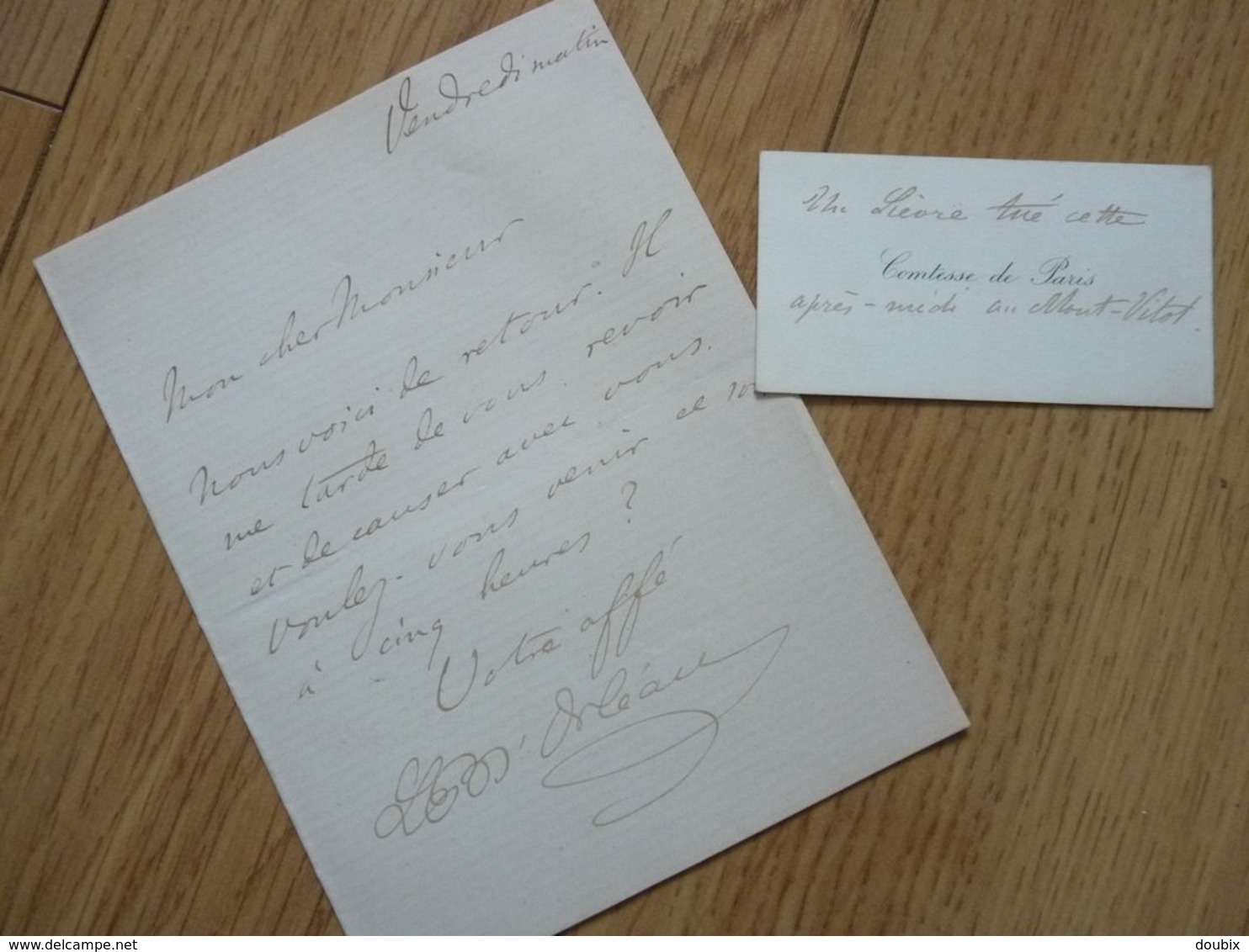 LOUIS PHILIPPE D'ORLÉANS (1838-1894) Comte De Paris. Petit Fils ROI Louis Philippe. AUTOGRAPHE - Other & Unclassified