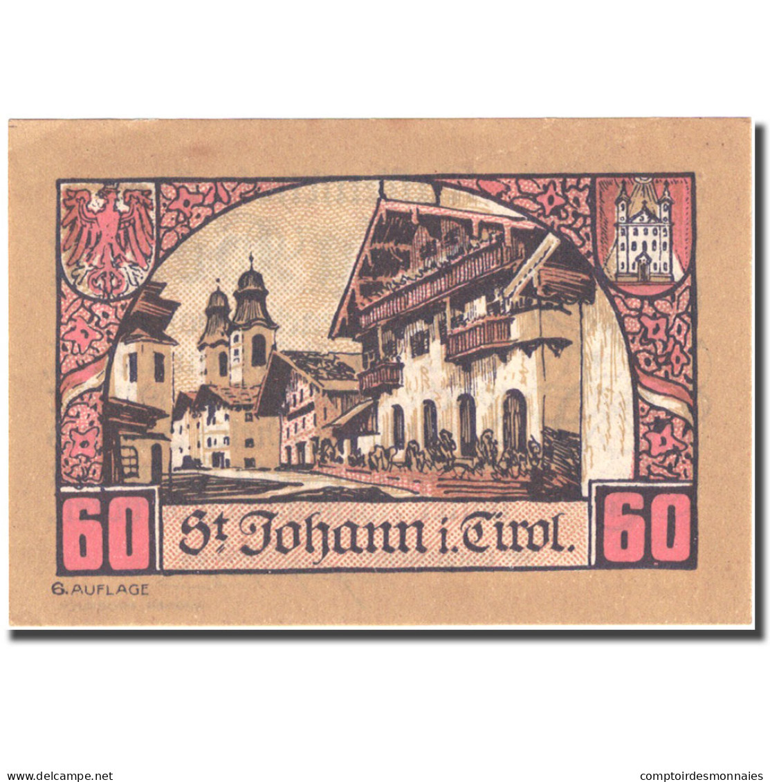 Billet, Autriche, St Johann In Tirol, 60 Heller, Village, 1921 SUP+ FS 898e - Autriche