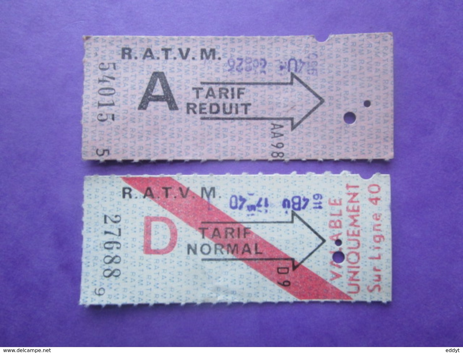 2 ANCIENS TICKETS De Transport  RATVM De Carte Hebdomadaire - BE - Monde