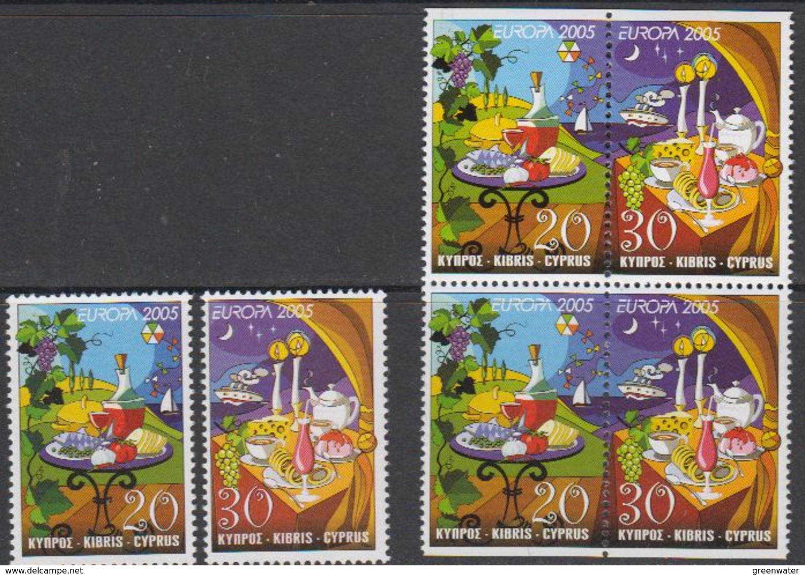 Europa Cept 2005 Cyprus 2v + 2x2v From Booklet ** Mnh (41888D) - 2005