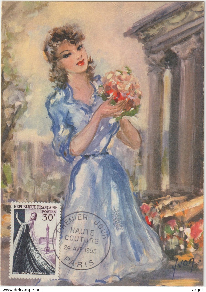 Carte-Maximum FRANCE N° Yvert 941 (HAUTE COUTURE) Obl Sp 1er Jour (Ed Yvon IK 147) - 1950-1959