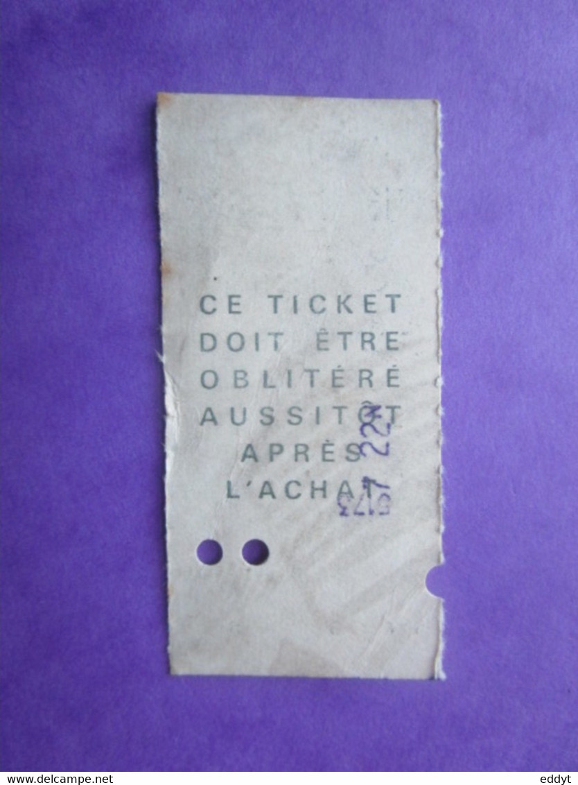 ANCIEN TICKET  Transport Métro AUTOBUS PARIS - RATP - Welt