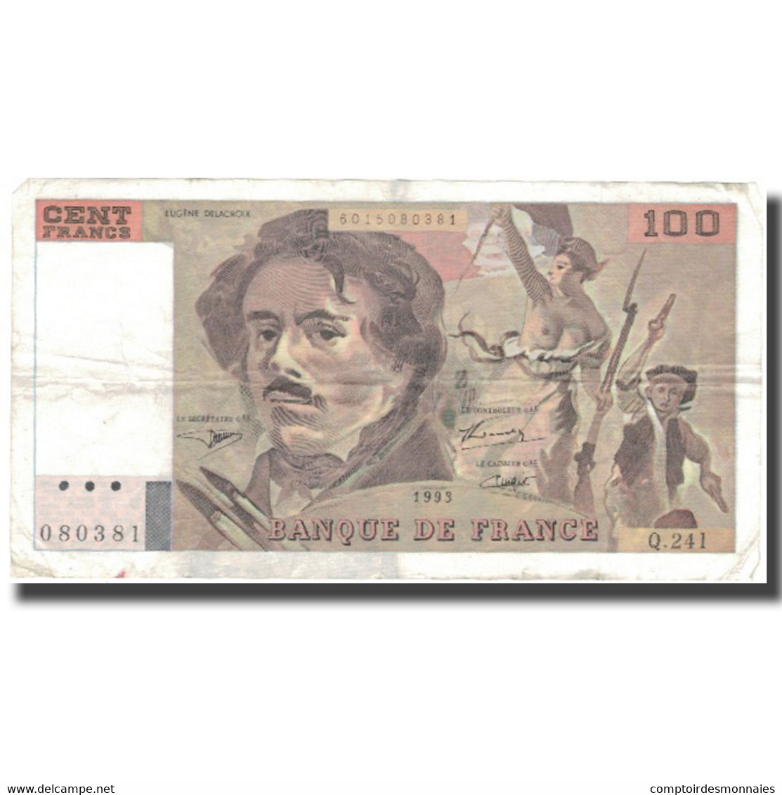 France, 100 Francs, 100 F 1978-1995 ''Delacroix'', 1993, 1993, TB+ - 100 F 1978-1995 ''Delacroix''