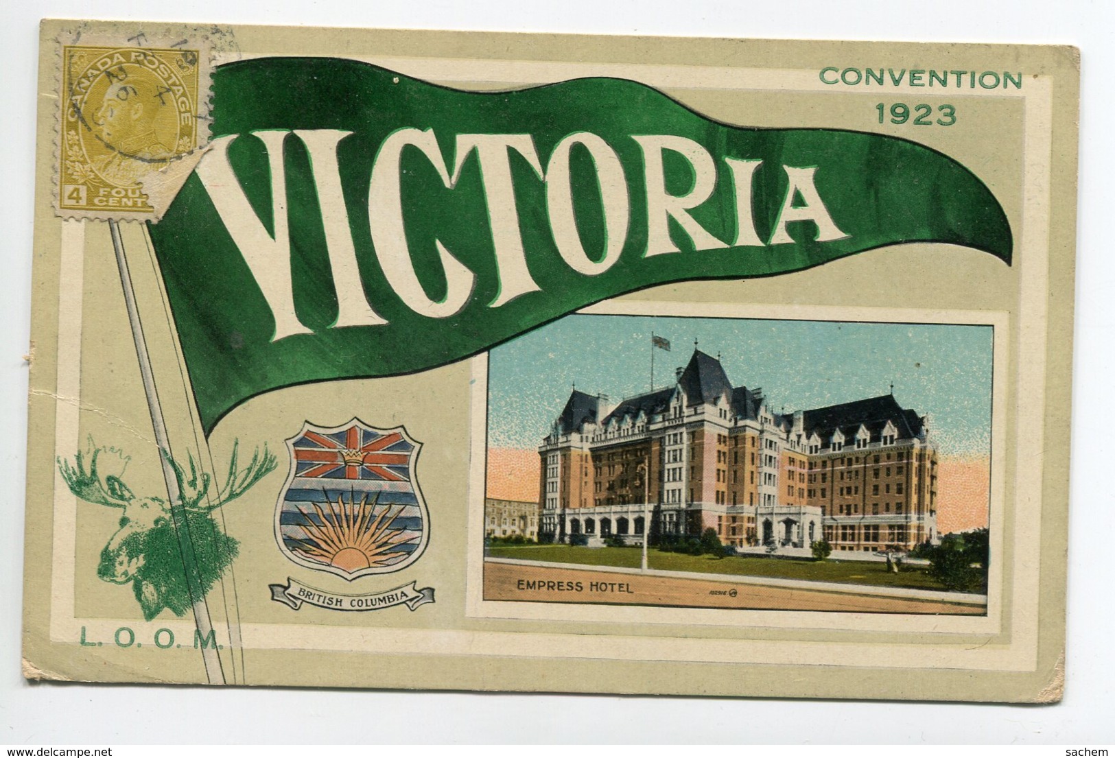 CANADA VICTORIA Convention 1923 Empress HOTEL écrite      D04 2019 - Non Classés