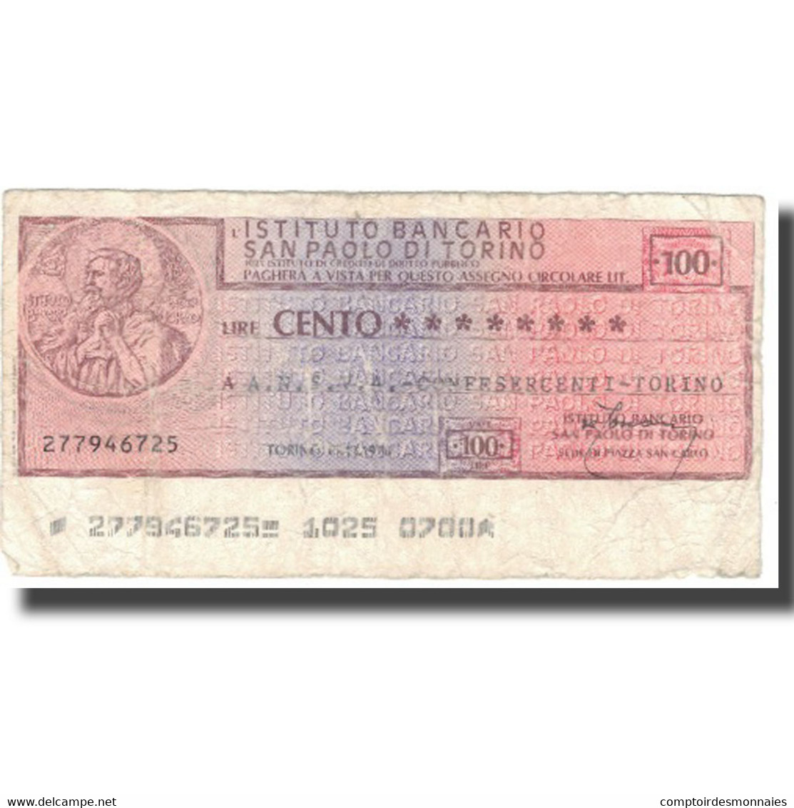 Billet, Italie, TORINO, 100 Lire, Personnage, 1976, 1976, TB - Autres & Non Classés