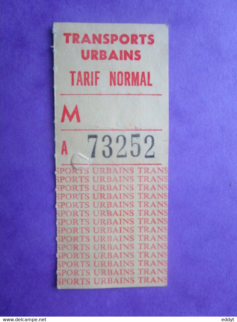 ANCIEN TICKET  Transports Métro AUTOBUS URBAIN - - Monde