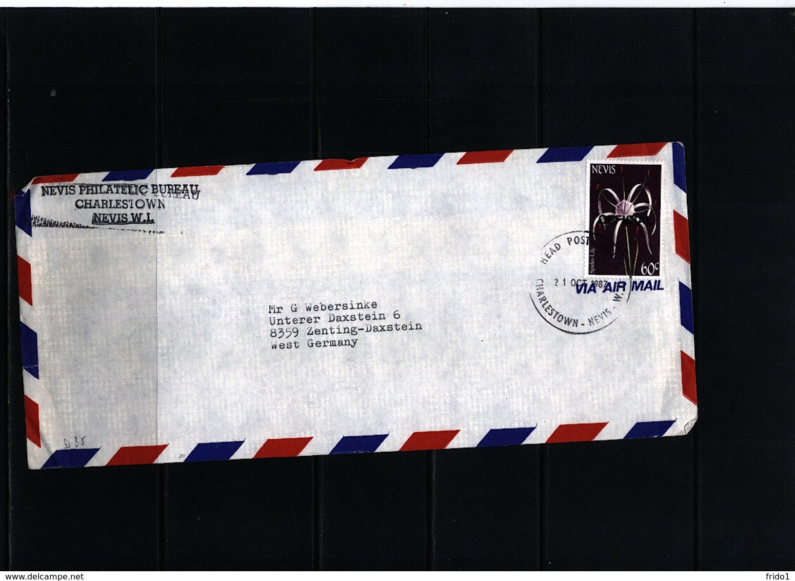 Nevis 1987 Interesting Airmail Letter - St.Kitts Und Nevis ( 1983-...)