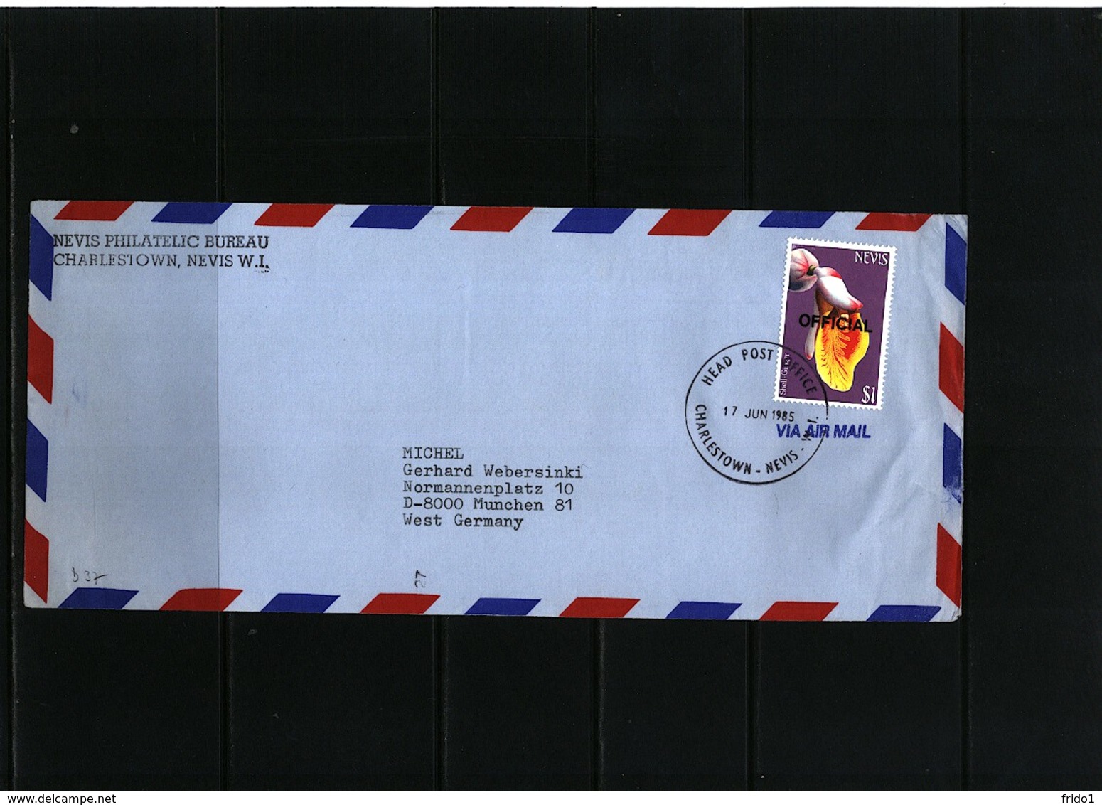 Nevis 1985 Interesting Airmail Letter - St.Kitts Und Nevis ( 1983-...)