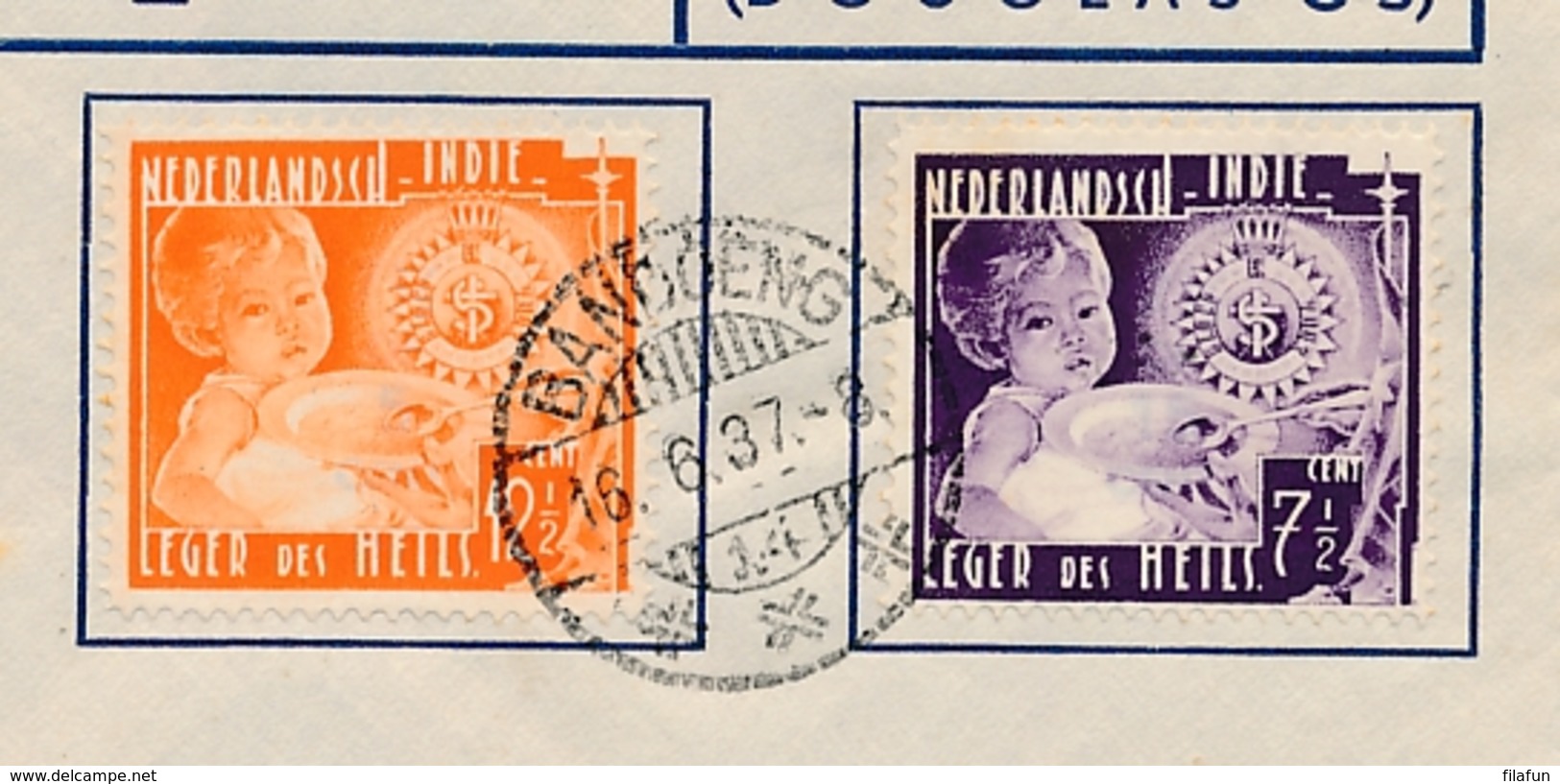 Nederlands Indië - 1937 - 12,5 En 7,5 Cent Leger Des Heils On Special Flight From LB Bandoeng/14 To Den Haag / NL - Nederlands-Indië
