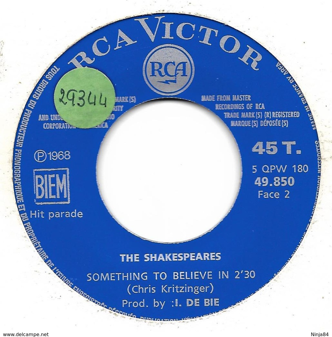 SP 45 RPM (7")   The Shakespeares  "  Burning My Fingers  " - Rock