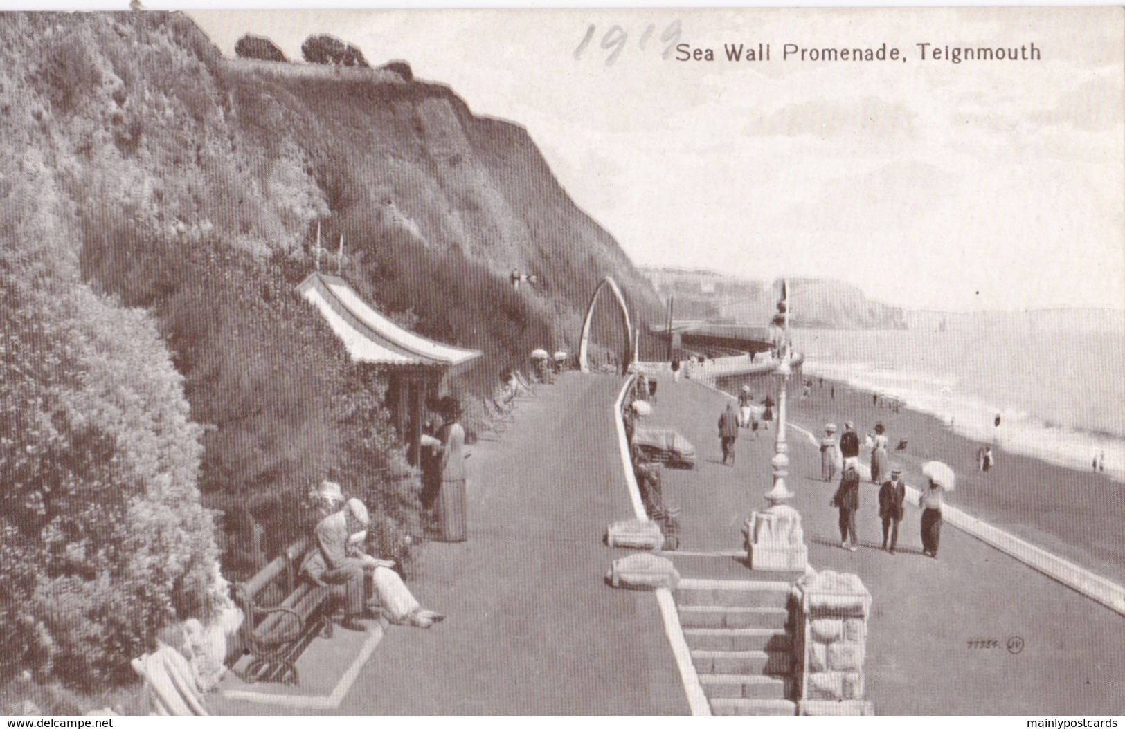 AS25 Sea Wall Promenade, Teignmouth - 1919 Postcard - Other & Unclassified