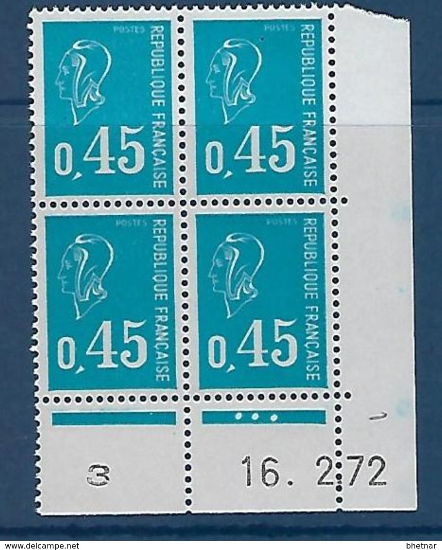 FR Coins Datés YT 1663 " Béquet 45c. Bleu " Neuf** Du 16.2.72 - 1970-1979