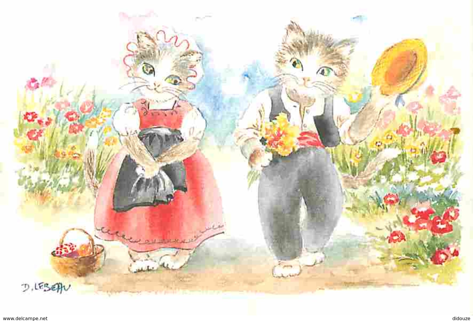 Animaux - Chats - Dessin - Chats Humanisés - Voulez Vous Danser Mam'zelle - D'après Aquarelle Originale De D Lebeau - Ca - Katten