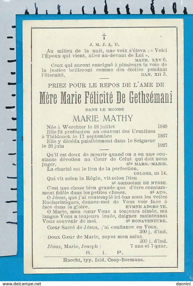 Holycard    St. Pharailidis  Mére  Mathy   Werchter  Tildonk - Images Religieuses