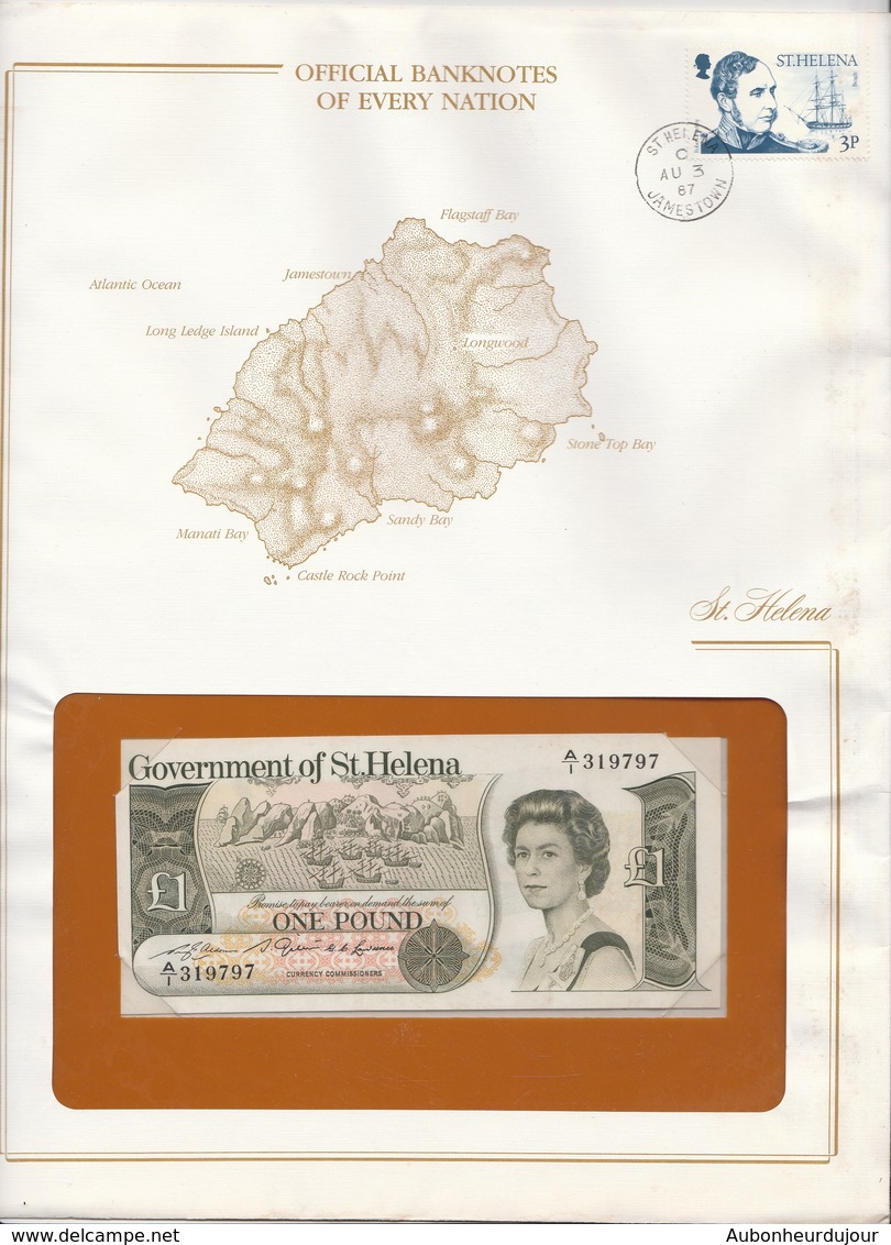 Government Of St Helena One Pound Billet Dans Son Enveloppe De Presentation - Sainte-Hélène