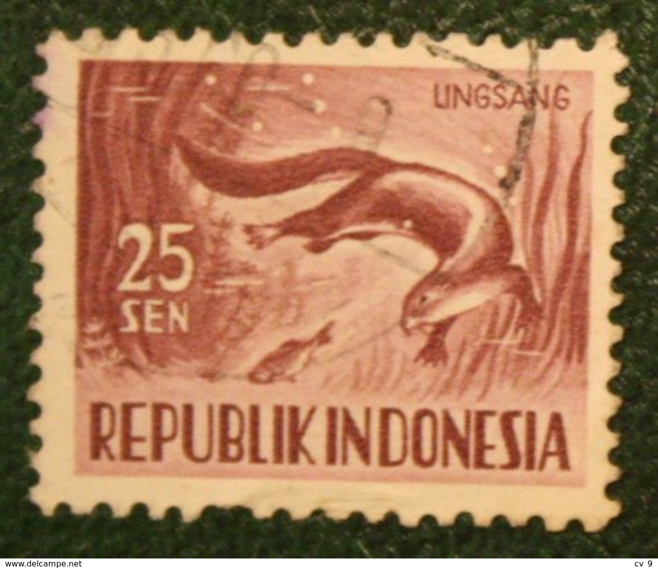 25 Sen Wild Animals Otter Fish  (Mi 175 YT 123) 1956 Used Gebruikt Oblitere Indonesie Indonesien Indonesia - Indonesien