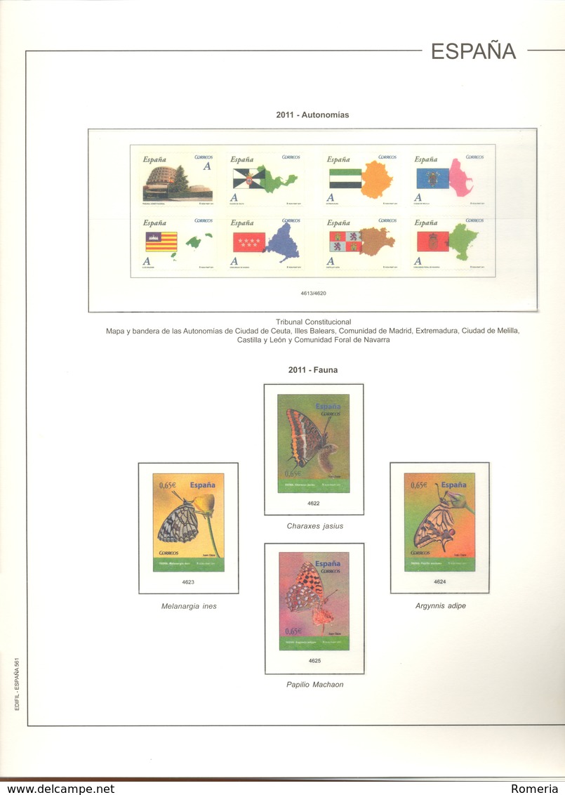 España - Suplemento EDIFIL Año 2011 - Montado Con Filaestuches Transparentes - 14 Hojas - Envío Gratuito A España - Pre-Impresas