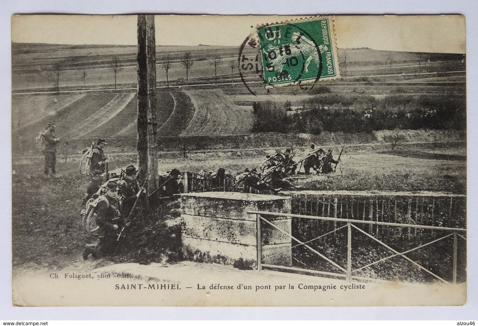 Cpa Saint-Mihiel, (55), La Défense D'un Pont Par La Compagnie Cycliste, Militaria, éditeur Foliguet - Saint Mihiel
