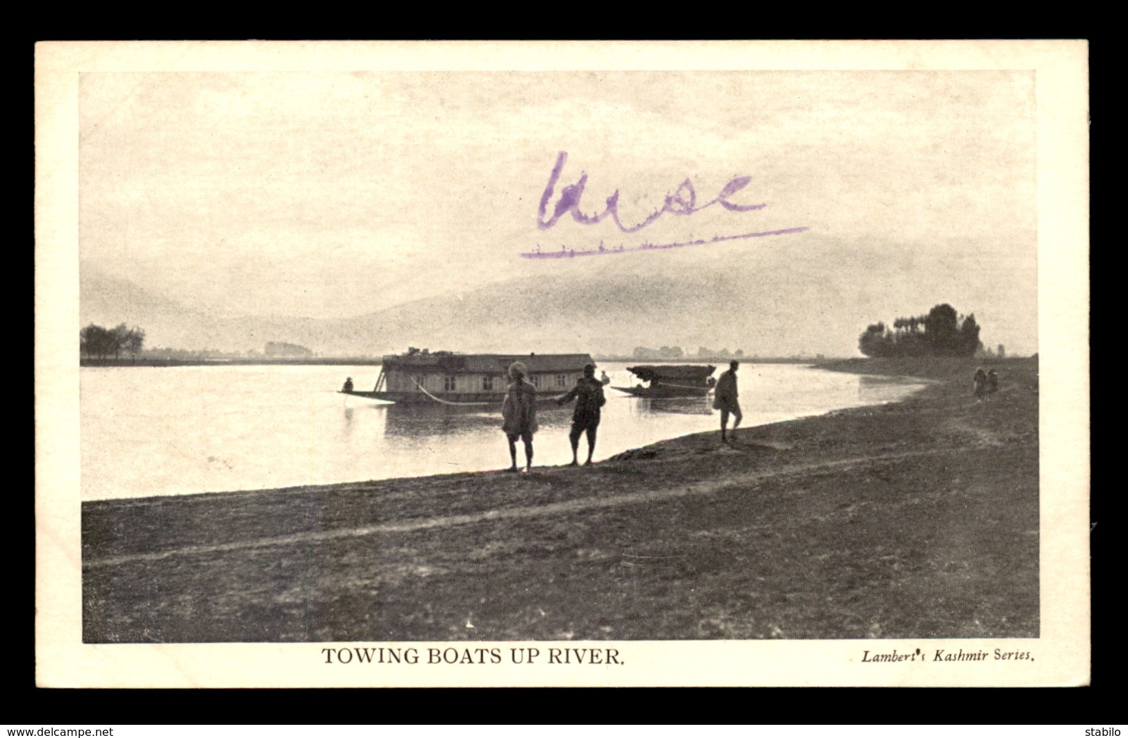 INDE - TOWING BOATS UP RIVER - Indien