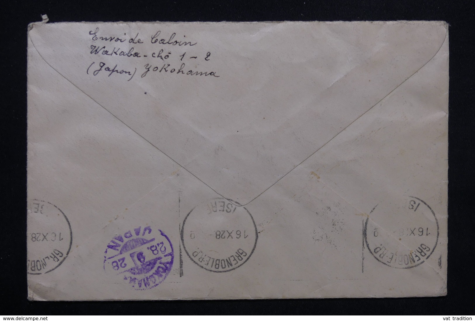 JAPON - Enveloppe Via Yokohama Pour La France En 1928 Par Voie De Sibérie - L 23559 - Storia Postale