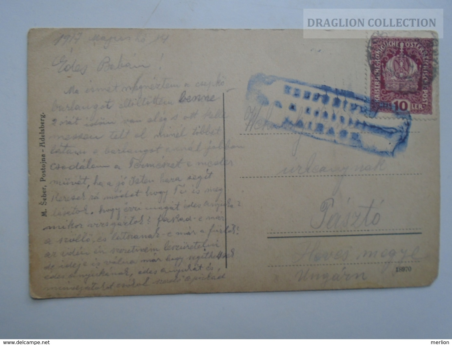 D162779  Slovenia  - Postojna / Postumia / Adelsberg - Vilharjev  Trg  K.u.k  Handstamp - Slowenien