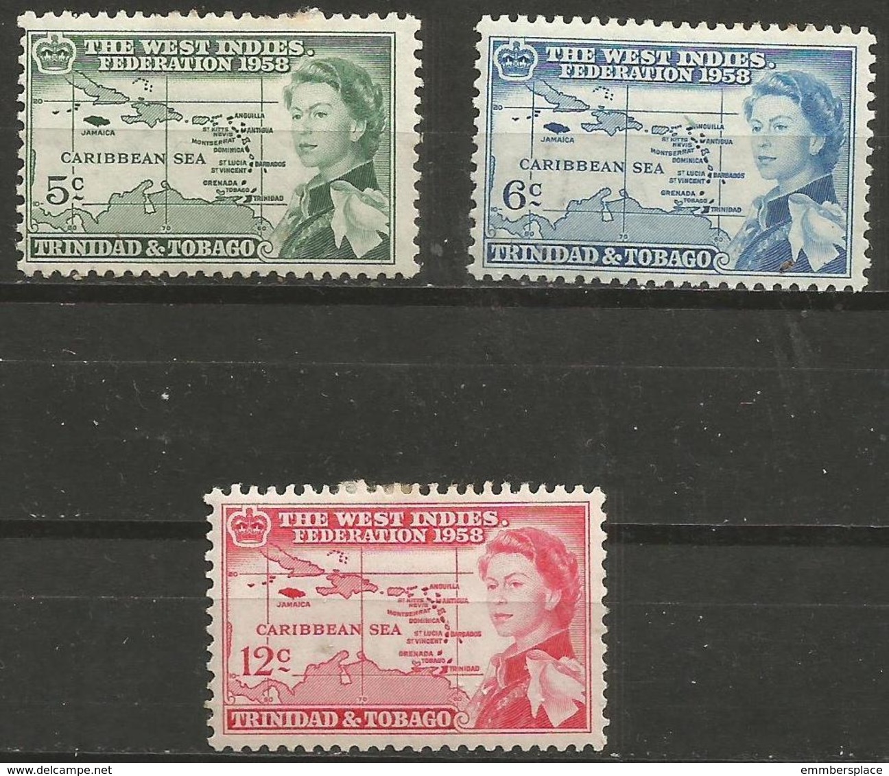 TRINIDAD & TOBAGO - 1958 Caribbean Federation MH *  SG 281-3 - Trinidad & Tobago (...-1961)