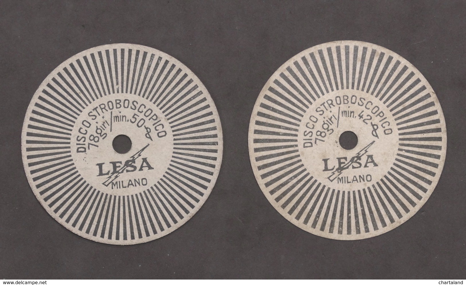 Musica Audio Giradischi - 2 Dischi Stroboscopici Vintage 78 Giri Marca Lesa - Altri