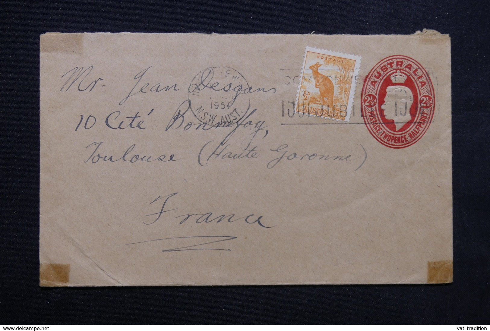 AUSTRALIE - Entier Postal + Complément Pour La France En 1951 - L 23570 - Postal Stationery