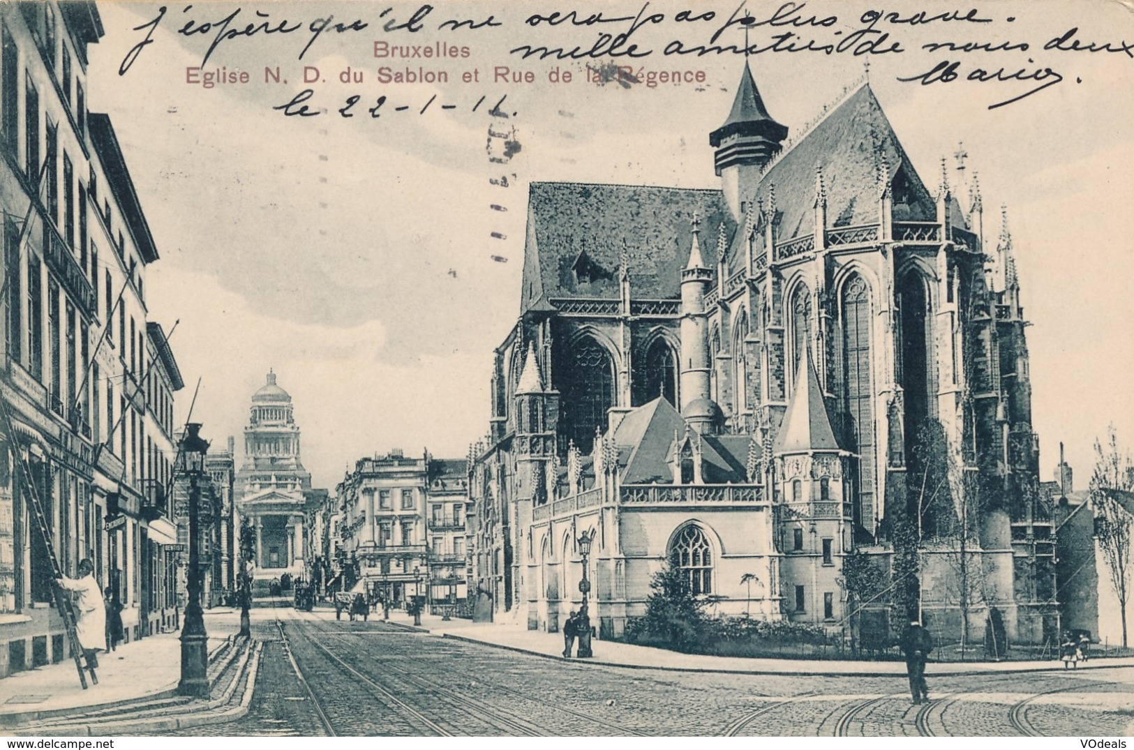 CPA - Belgique - Bruxelles - Eglise N. D. Du Sablon Et Rue De La Régence - Monumenten, Gebouwen